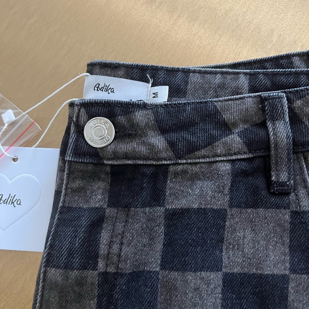 NWT Black Checkered Jeans - Picture 4 of 5